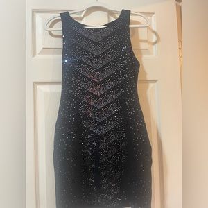 Bcbg black sequin mini dress with cut out back